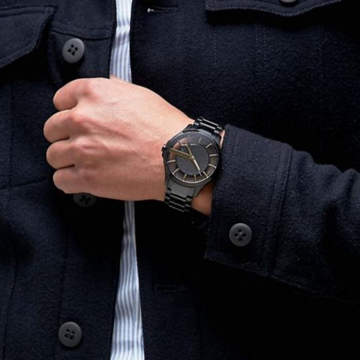  Shop Authentic Armani Exchange Hampton Chronograph Black Dial Black Steel Strap Watch For Men - AX2192 - Luxxuri