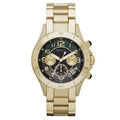 Marc Jacobs Rock Chronograph Black Dial Gold Steel Strap Watch for Women - MBM3253