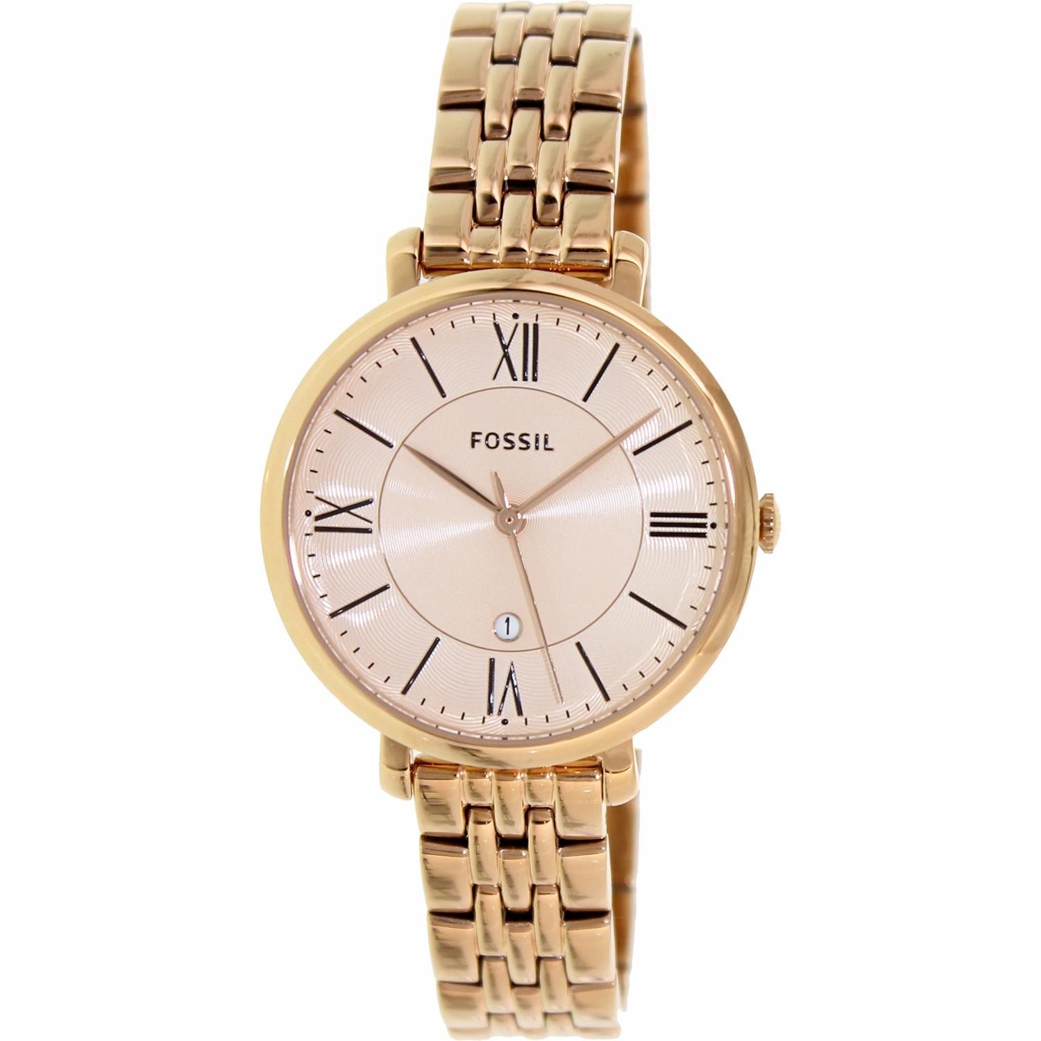 Fossil Jacqueline Rose Gold Dial Rose Gold Steel Strap Watch for Women - ES3435