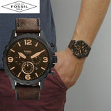  Shop Authentic Fossil Nate Chronograph Brown Dial Brown Leather Strap Watch for Men - JR1487 - Luxxuri