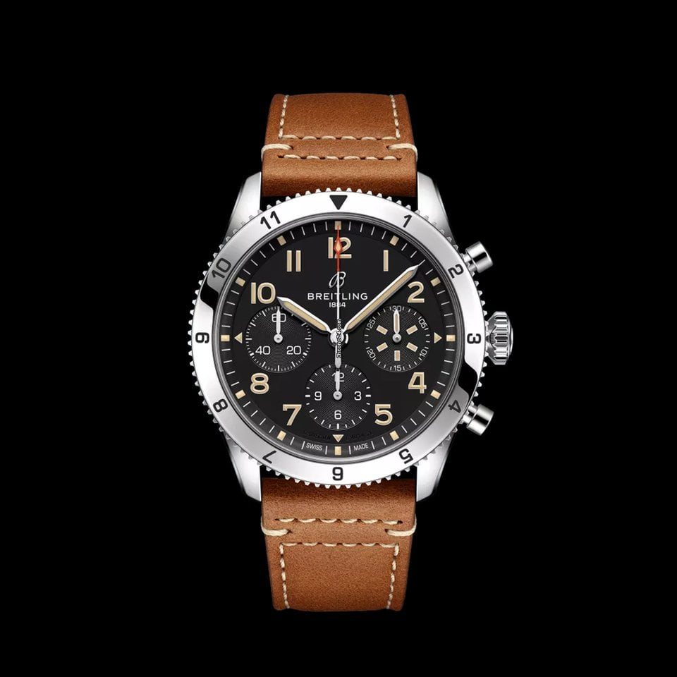  Shop Authentic Breitling Avi Chronograph 42 P-51 Mustang Black Dial Brown Leather Strap Watch for Men - A233803A1B1X1 - Luxxuri