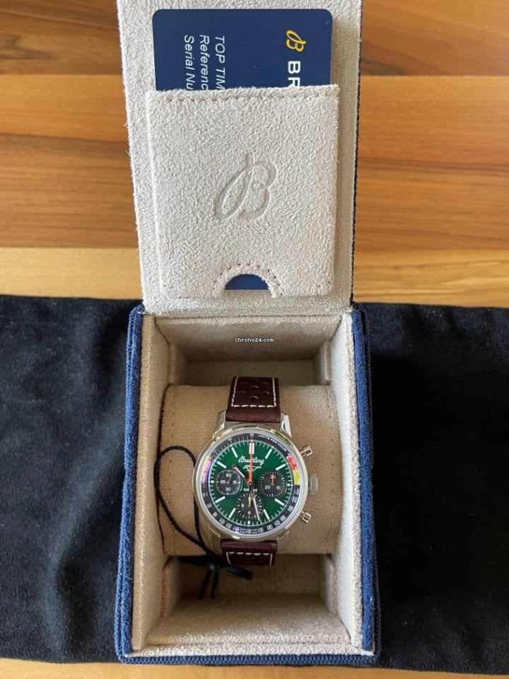  Shop Authentic Breitling Top Time B01 Ford Mustang Green Dial Brown Leather Strap Watch for Men - AB01762A1L1X1 - Luxxuri