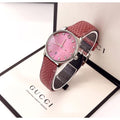  Shop Authentic Gucci G-Timeless Pink Mother of Pearl Dial Pink Leather Strap Watch For Women - YA126586 - Luxxuri