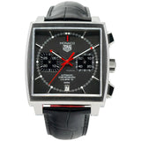  Shop Authentic Tag Heuer Monaco Calibre 12 Final Edition Chronograph Grey Dial Black Leather Strap Watch for Men - CAW211J.FC6476 - Luxxuri