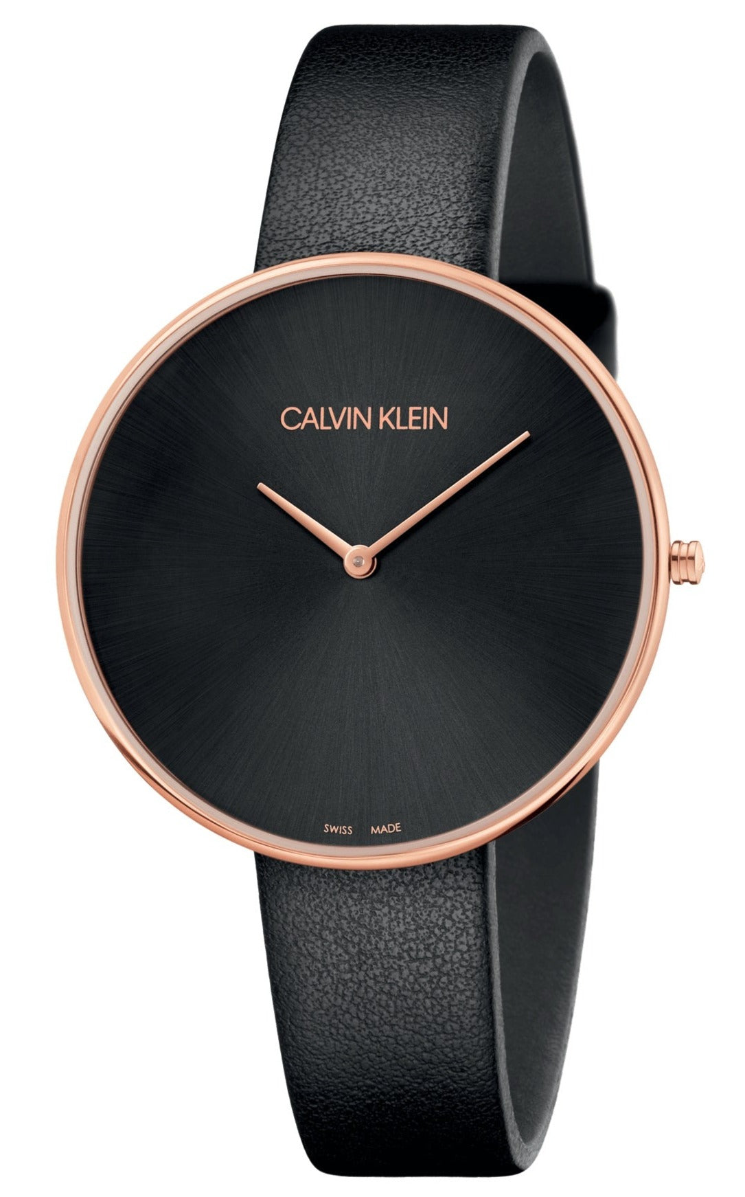  Shop Authentic Calvin Klein Full Moon Black Dial Black Leather Strap Watch for Women - K8Y236C1 - Luxxuri