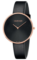  Shop Authentic Calvin Klein Full Moon Black Dial Black Leather Strap Watch for Women - K8Y236C1 - Luxxuri