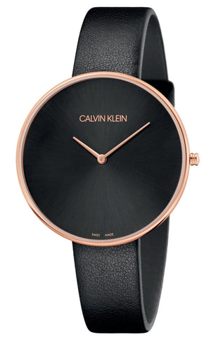  Shop Authentic Calvin Klein Full Moon Black Dial Black Leather Strap Watch for Women - K8Y236C1 - Luxxuri