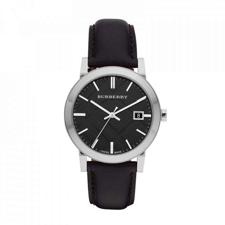  Shop Authentic Burberry The City Black Dial Black Leather Strap Watch for Men - BU9009 - Luxxuri