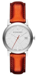  Shop Authentic Burberry The City Silver Dial Orange Leather Strap Watch for Women - BU9121 - Luxxuri