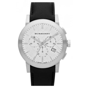  Shop Authentic Burberry The City Chronograph White Dial Black Leather Strap Watch for Men - BU9355 - Luxxuri
