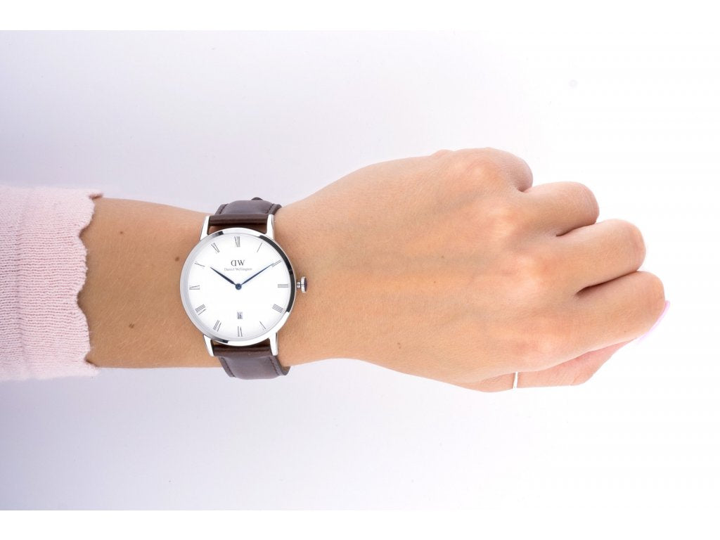  Shop Authentic Daniel Wellington Dapper Bristol White Dial Brown Leather Strap Watch For Women - DW00100090 - Luxxuri