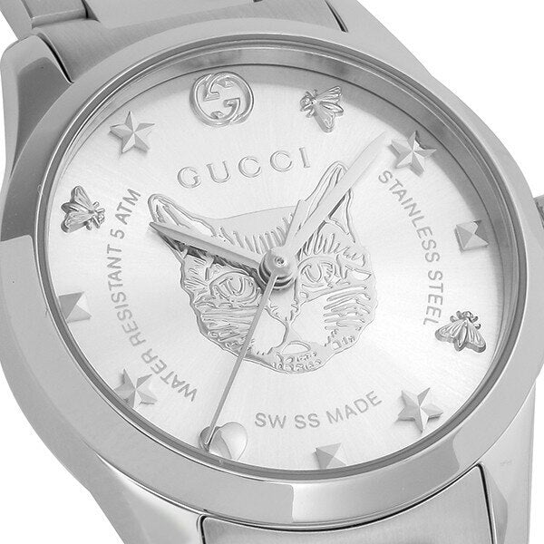  Shop Authentic Gucci G Timeless Quartz Silver Dial Silver Steel Strap Watch For Women - YA126595 - Luxxuri