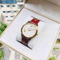  Shop Authentic Versace Audrey Quartz Silver Dial Red Leather Strap Watch for Women - VELR00219 - Luxxuri