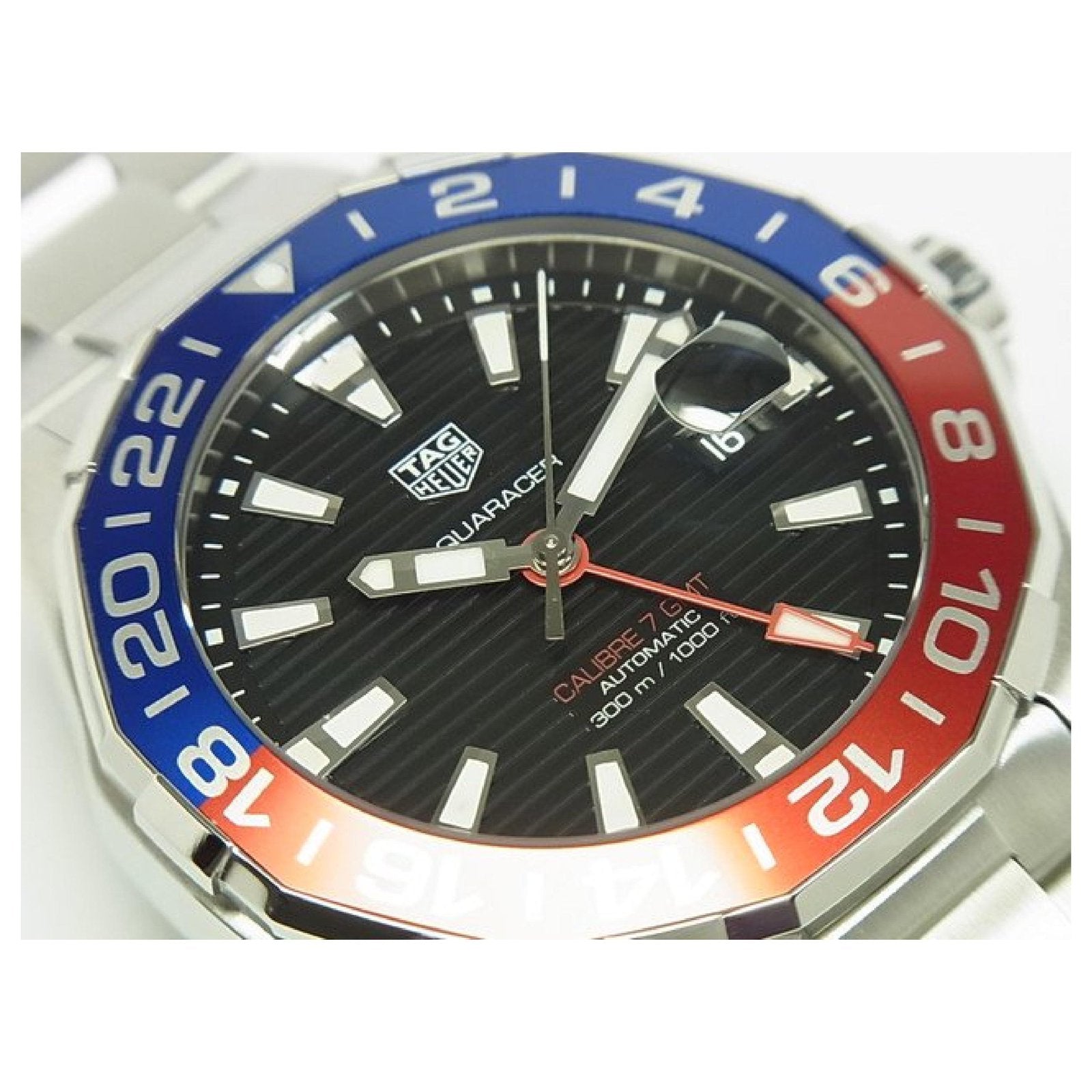  Shop Authentic Tag Heuer Aquaracer GMT Caliber 7 Pepsi Black Dial Silver Steel Strap Watch for Men - WAY201F.BA0927 - Luxxuri