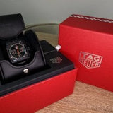  Shop Authentic Tag Heuer Monaco Automatic Chronograph Black Dial Black Leather Strap Watch for Men - CBL2180.FC6497 - Luxxuri