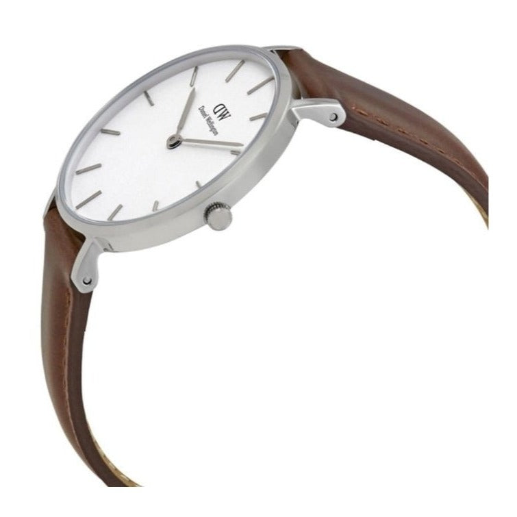  Shop Authentic Daniel Wellington Classic Petite St Mawes White Dial Brown Leather Strap Watch For Women - DW00100187 - Luxxuri
