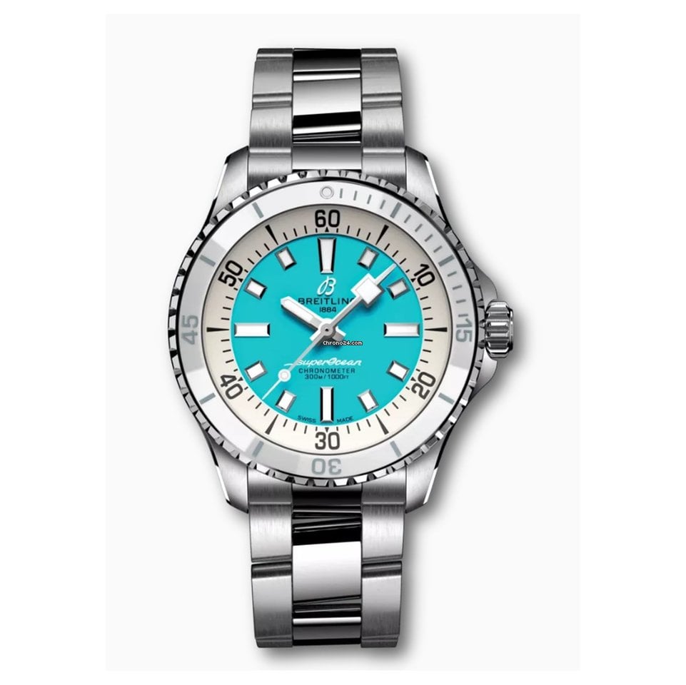  Shop Authentic Breitling Superocean Automatic 36 Turquoise Dial Silver Steel Strap Watch for Men - A17377211C1A1 - Luxxuri