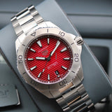  Shop Authentic Tag Heuer Aquaracer Professional 200 Automatic Red Dial Silver Steel Strap Watch for Men - WBP2114.BA0627 - Luxxuri