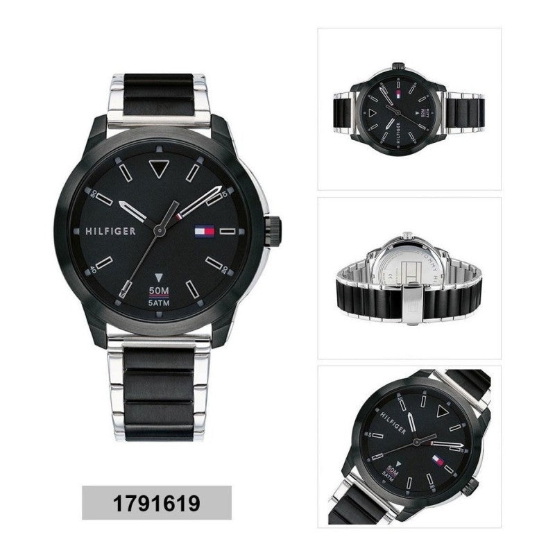  Shop Authentic Tommy Hilfiger Sneaker Quartz Black Dial Two Tone Steel Strap Watch for Men - 1791619 - Luxxuri