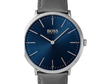  Shop Authentic Hugo Boss Horizon Blue Dial Grey Leather Strap Watch for Men - 1513539 - Luxxuri