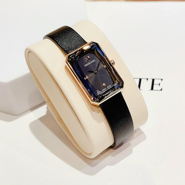  Shop Authentic Swarovski Uptown Black Dial Black Leather Strap Watch for Women - 5547710 - Luxxuri