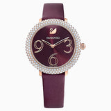  Shop Authentic Swarovski Crystal Frost Red Dial Red Leather Strap Watch for Women - 5484064 - Luxxuri