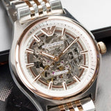  Shop Authentic Emporio Armani Meccanico White Dial Two Tone Stainless Steel Watch For Men - AR60002 - Luxxuri
