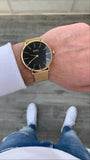  Shop Authentic Hugo Boss Horizon Quartz Black Dial Gold Mesh Bracelet Watch For Men - HB1513735 - Luxxuri