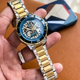  Shop Authentic Fossil Grant Sport Automatic Skeleton Blue Dial Two Tone Steel Strap Watch for Men - ME3141 - Luxxuri