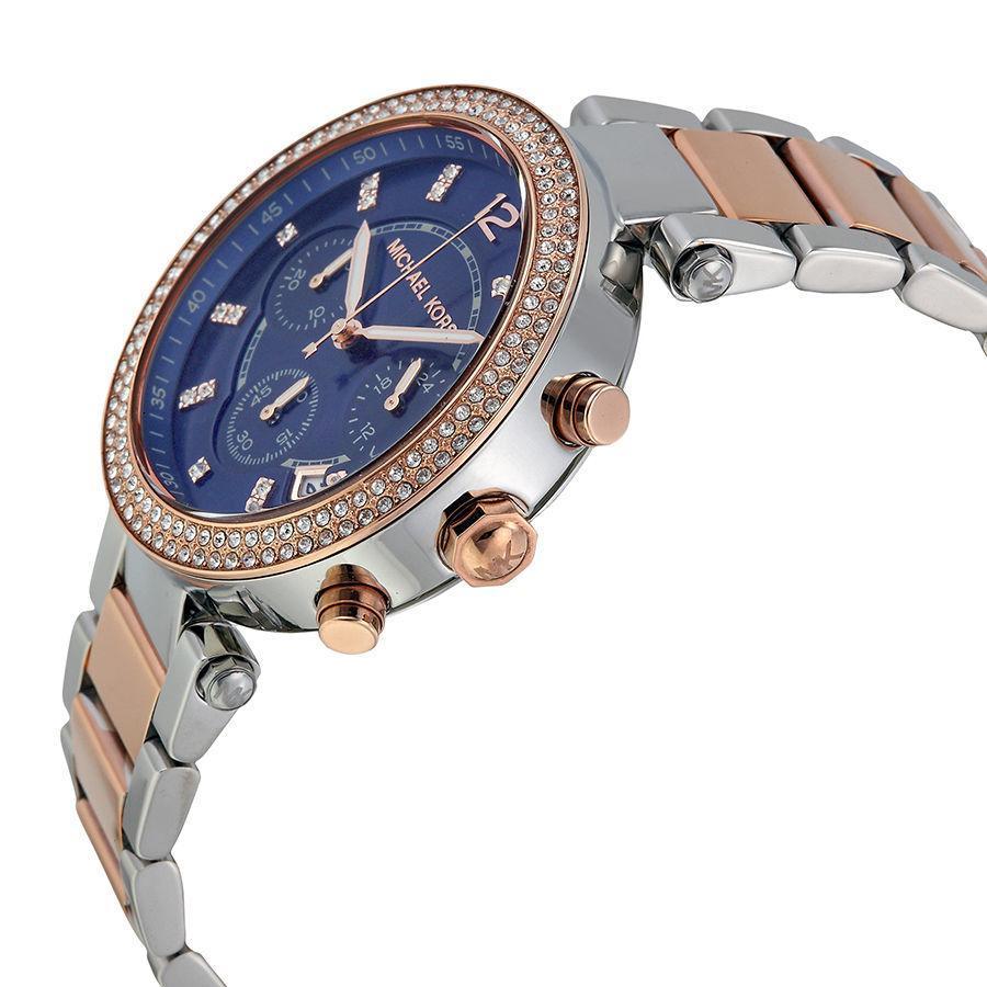  Shop Authentic Michael Kors Parker Blue Dial Two Tone Steel Strap Watch for Women - MK6141 - Luxxuri
