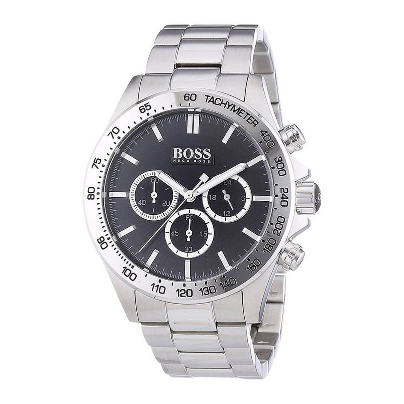  Shop Authentic Hugo Boss Ikon Black Dial Silver Steel Strap Watch for Men - 1512965 - Luxxuri