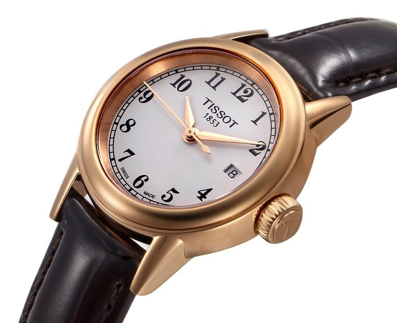  Shop Authentic Tissot Carson White Dial Brown Leather Strap Watch For Women - T085.210.36.012.00 - Luxxuri