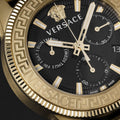  Shop Authentic Versace Greca Action Chronograph Black Dial Gold Steel Strap Watch For Men - VE3J00622 - Luxxuri