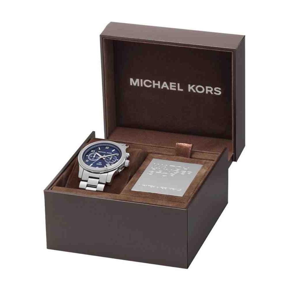  Shop Authentic Michael Kors Hunger Stop 100 Series Navy Blue Dial Silver Steel Strap Watch for Women - MK5814 - Luxxuri