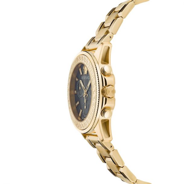  Shop Authentic Versace Greca Action Chronograph Black Dial Gold Steel Strap Watch For Men - VE3J00622 - Luxxuri
