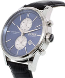  Shop Authentic Hugo Boss Jet Blue Dial Black Leather Strap Watch for Men - 1513283 - Luxxuri