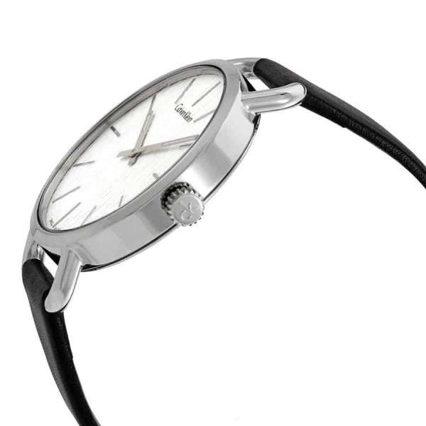  Shop Authentic Calvin Klein Even Silver Black Leather Strap Watch for Women - K7B231C6 - Luxxuri