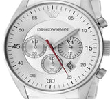  Shop Authentic Emporio Armani Sport Chronograph White Dial White Silicone Strap Watch For Men - AR5859 - Luxxuri