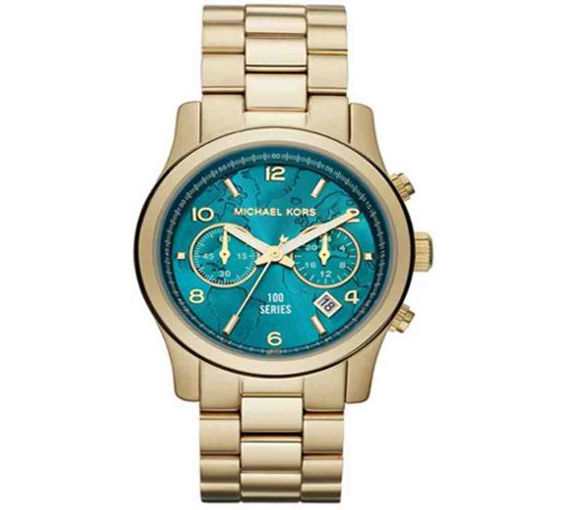  Shop Authentic Michael Kors Runway Stop Hunger Blue Dial Gold Steel Strap Watch for Men - MK8315 - Luxxuri