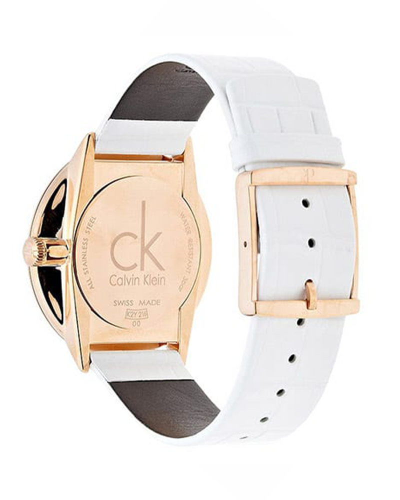  Shop Authentic Calvin Klein Skirt Chronograph White Dial White Leather Strap Watch for Women - K2U296L6 - Luxxuri