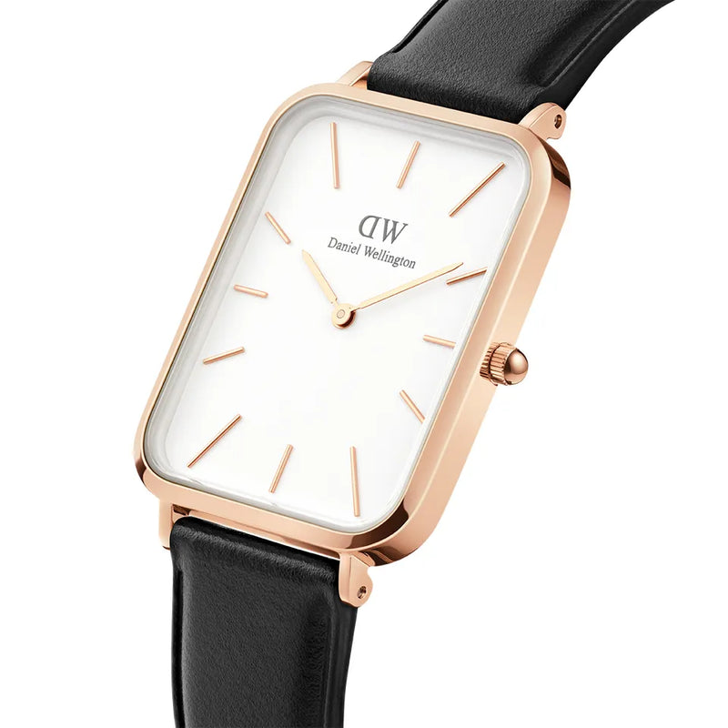  Shop Authentic Daniel Wellington Quadro White Dial Black Leather Strap Watch For Women - DW00100450 - Luxxuri