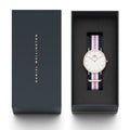  Shop Authentic Daniel Wellington Classic South Hampton White Dial Two Tone Nylon Strap Watch For Women - DW00100034 - Luxxuri
