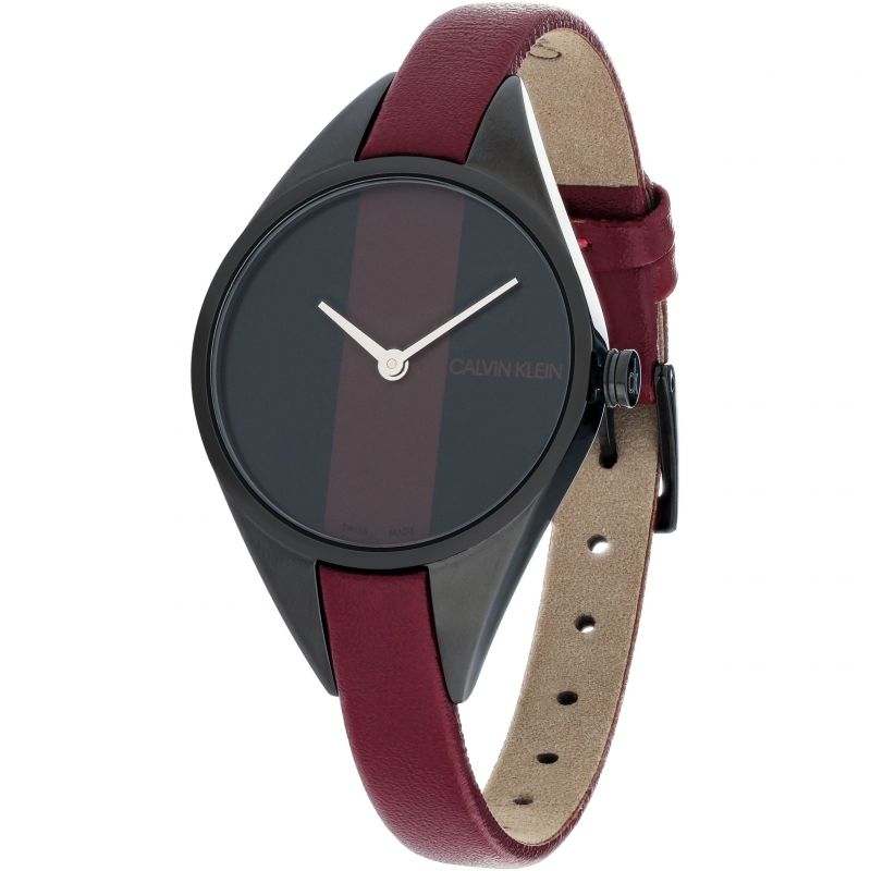  Shop Authentic Calvin Klein Rebel Red Black Dial Red Leather Strap Watch for Women - K8P237U1 - Luxxuri