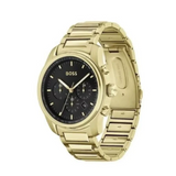  Shop Authentic Hugo Boss Trace Chronograph Black Dial Gold Steel Strap Watch For Men - 1514006 - Luxxuri