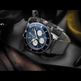  Shop Authentic Breitling Superocean Heritage B01 Chronograph 44 Blue Dial Silver Mesh Bracelet Watch for Men - AB0162161C1A1 - Luxxuri