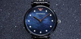  Shop Authentic Emporio Armani Gianni T-Bar Quartz Black Mother of Pearl Dial Black Steel Strap Watch For Women - AR11268 - Luxxuri