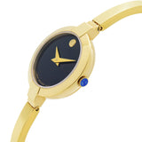  Shop Authentic Movado Bela Black Dial Gold Steel Strap Watch For Women - 0606999 - Luxxuri