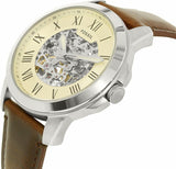  Shop Authentic Fossil Grant Automatic Beige Skeleton Dial Brown Leather Strap Watch for Men - ME3099 - Luxxuri