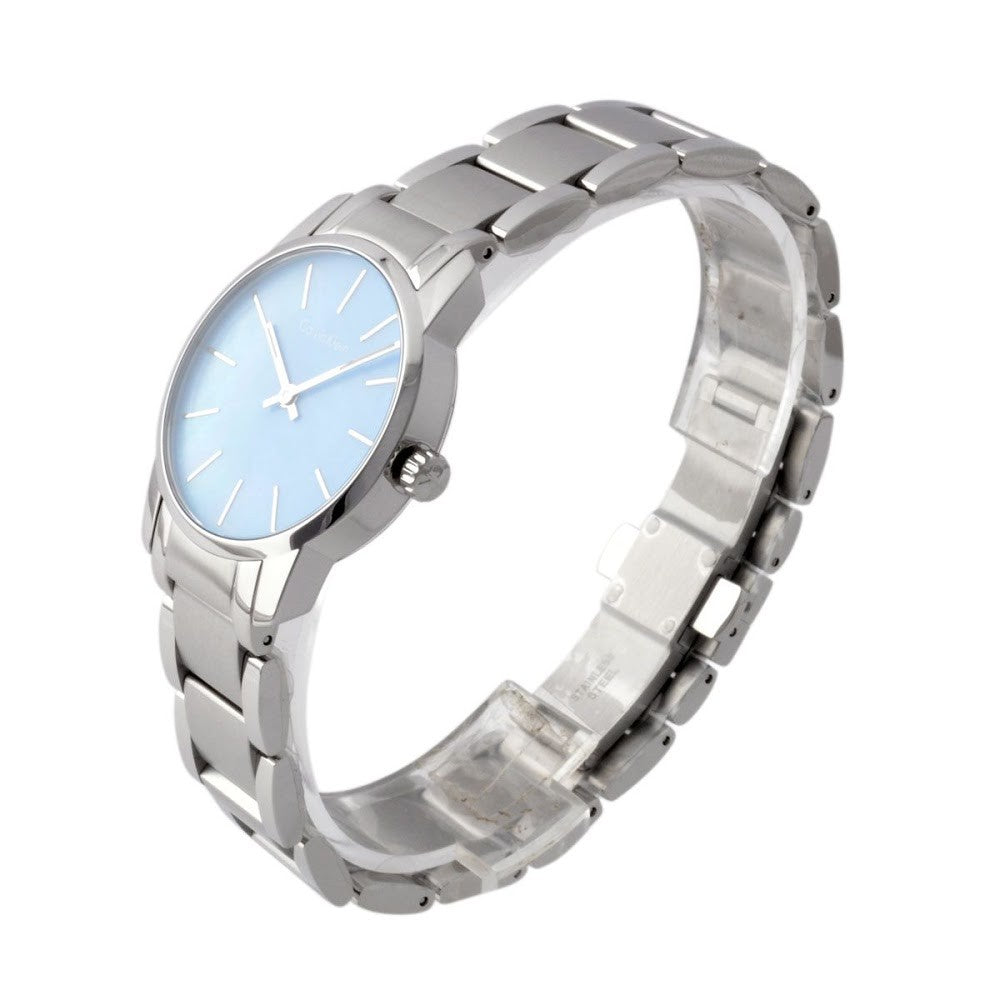  Shop Authentic Calvin Klein City Mother of Pearl Blue Dial Silver Steel Strap Watch for Women - K2G2314X - Luxxuri