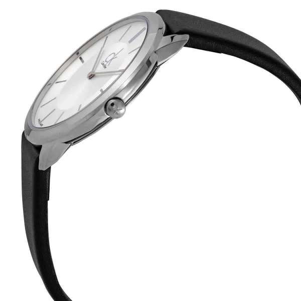  Shop Authentic Calvin Klein Minimalist White Dial Black Leather Strap Watch for Men - K3M211C6 - Luxxuri